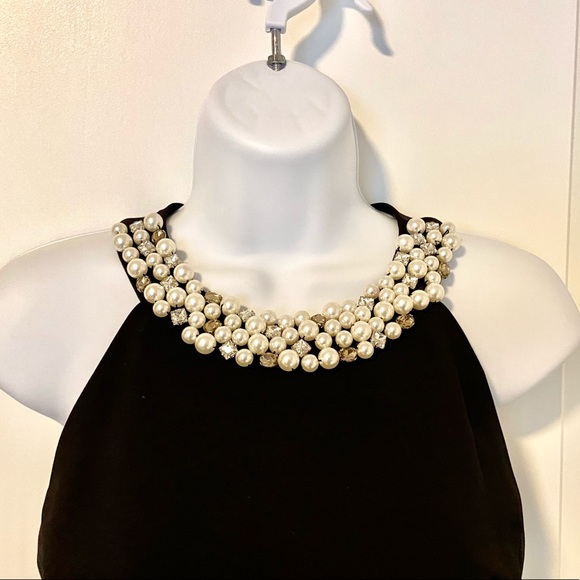 Eliza J Tiffany-inspired Sheath Dress Black Pearls Size 8 - Picture 2 of 7